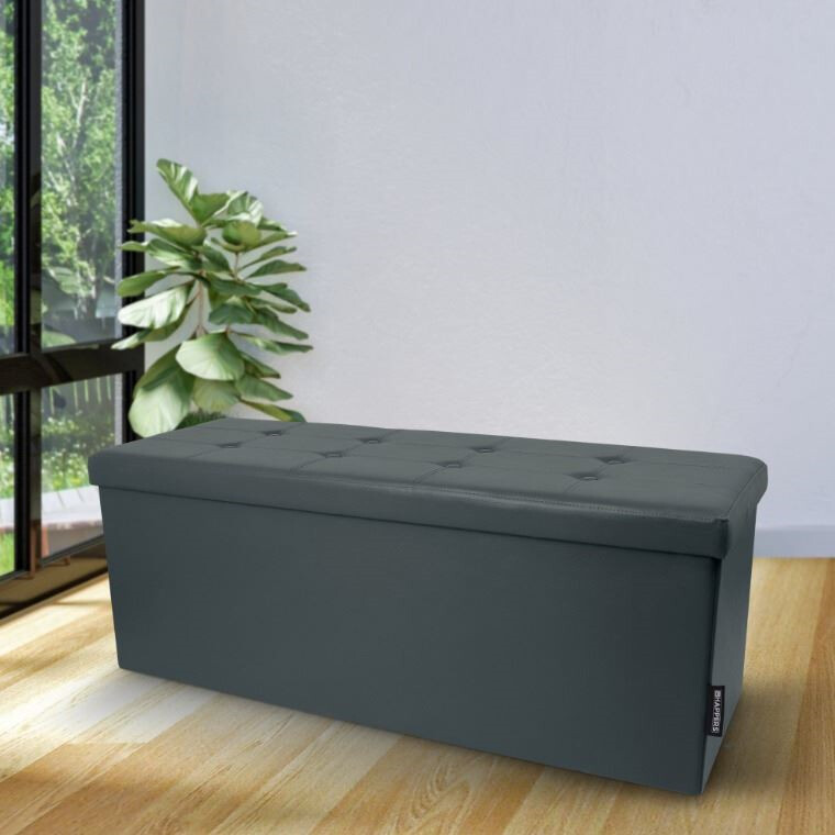 Panchina pouf contenitore. Contenitore interno imbottito e pieghevole in colore Grigio (5)