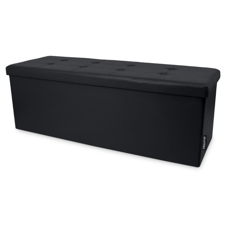 Panchina pouf contenitore. Contenitore interno imbottito e pieghevole in colore Nero (1)