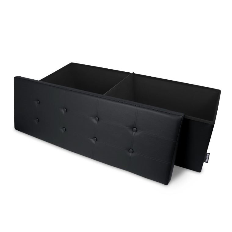 Panchina pouf contenitore. Contenitore interno imbottito e pieghevole in colore Nero (2)