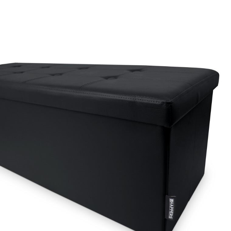 Panchina pouf contenitore. Contenitore interno imbottito e pieghevole in colore Nero (7)