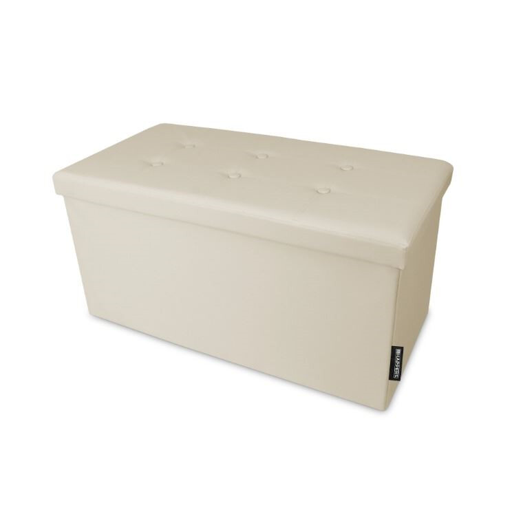 Panchina pouf contenitore. Contenitore interno imbottito e pieghevole in colore Beige (1)