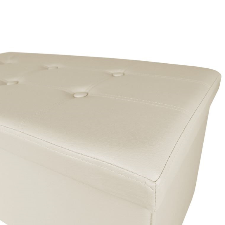 Panchina pouf contenitore. Contenitore interno imbottito e pieghevole in colore Beige (4)