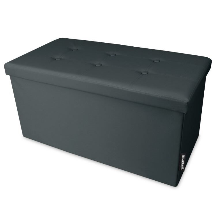 Panchina pouf contenitore. Contenitore interno imbottito e pieghevole in colore Grigio (1)