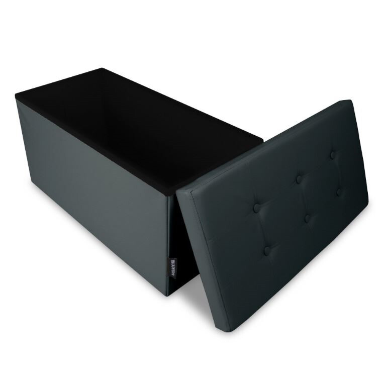 Panchina pouf contenitore. Contenitore interno imbottito e pieghevole in colore Grigio (2)