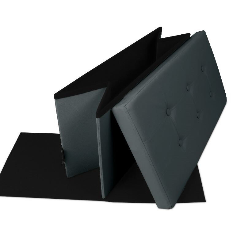 Panchina pouf contenitore. Contenitore interno imbottito e pieghevole in colore Grigio (3)