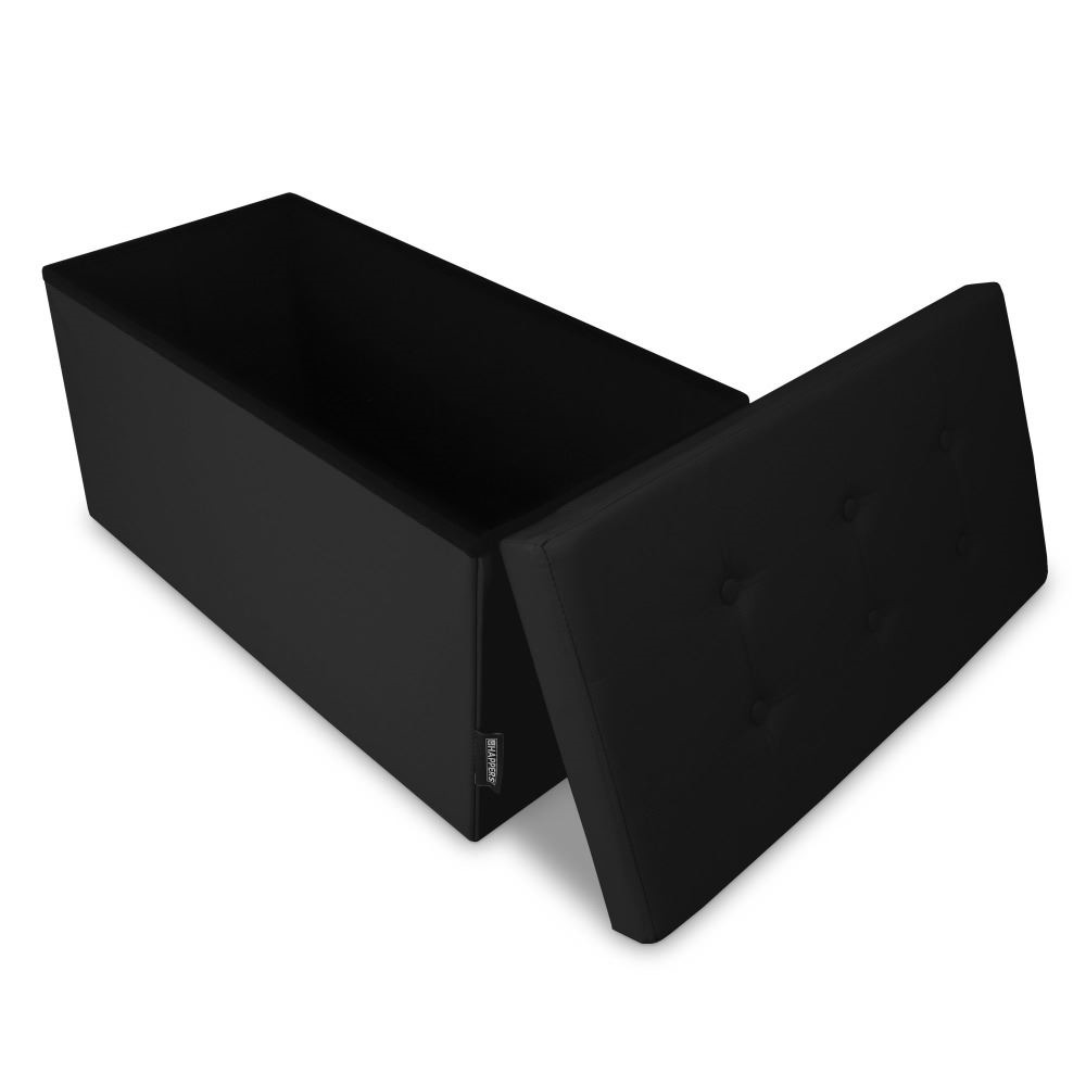Panchina pouf contenitore. Contenitore interno imbottito e pieghevole in colore Nero (1)