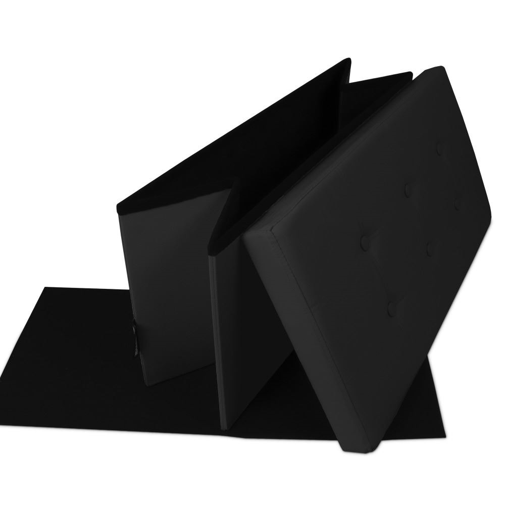 Panchina pouf contenitore. Contenitore interno imbottito e pieghevole in colore Nero (2)