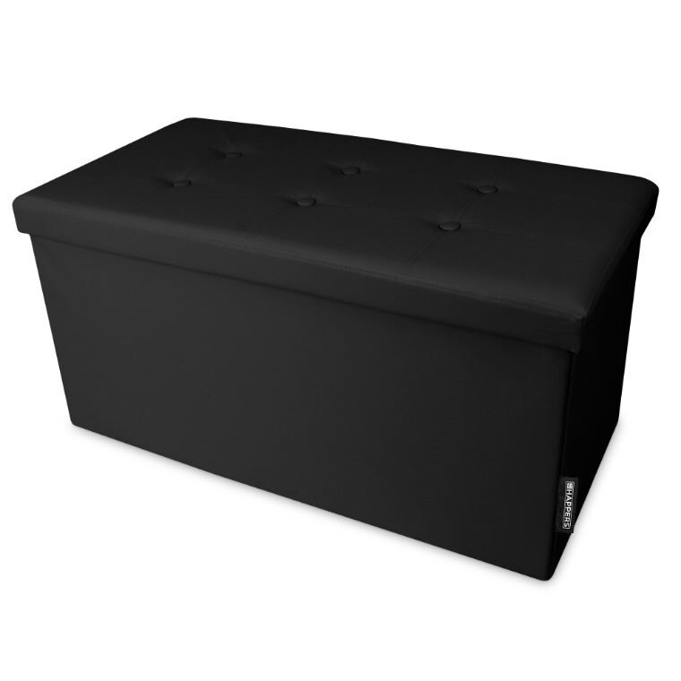 Panchina pouf contenitore. Contenitore interno imbottito e pieghevole in colore Nero (1)