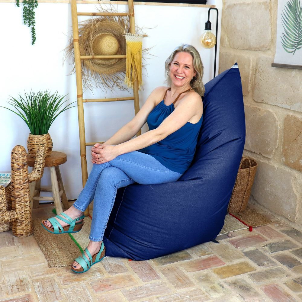 Pouf Gigante per esterno, Big Pouf Blu con imbottitura inclusa