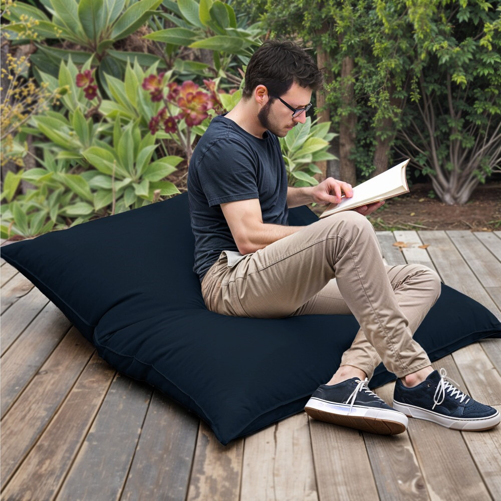 Big Pouf Similpelle per Esterno o Interno Blu Scuro (1)