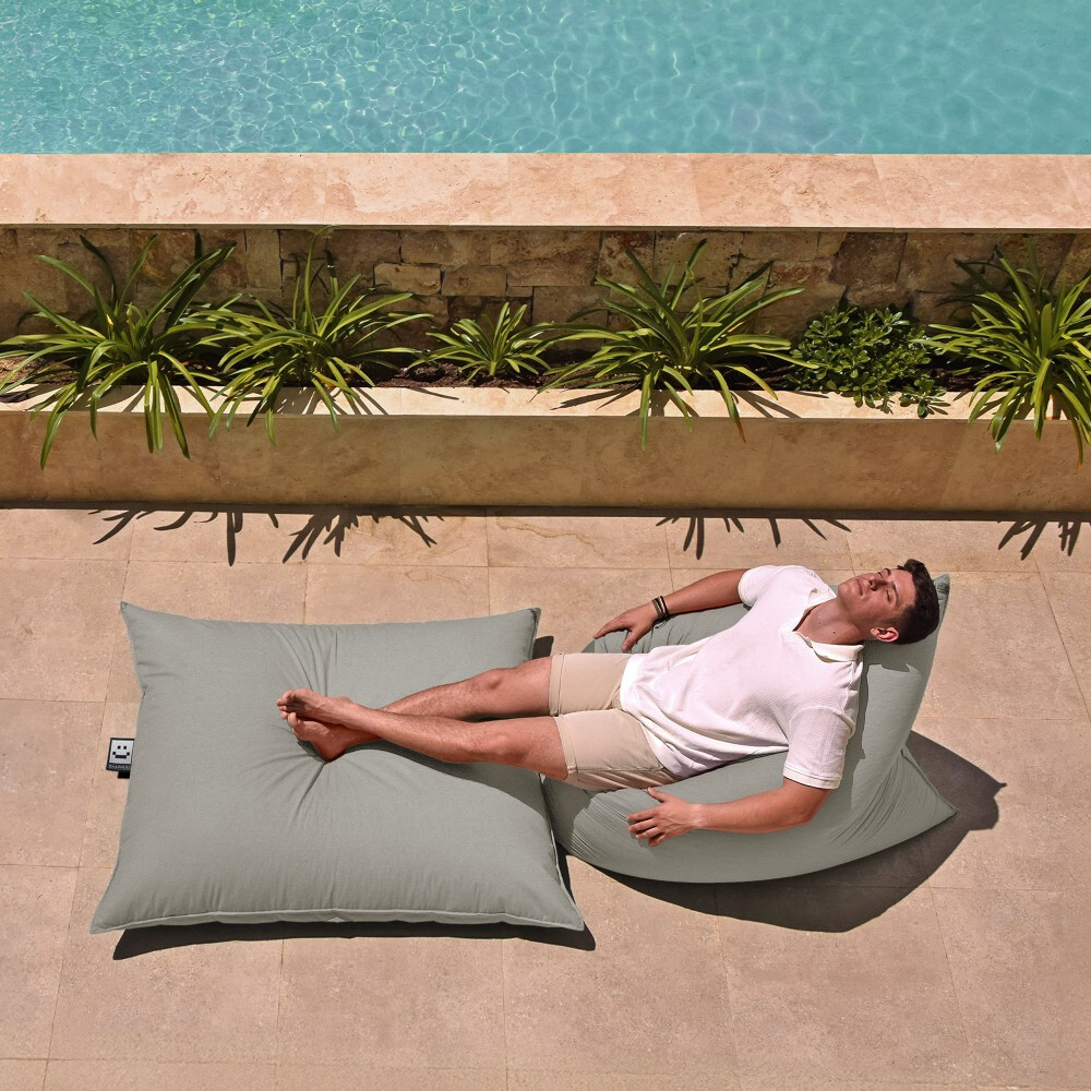 Big Pouf Similpelle per Esterno o Interno Grigio Chiaro (5)