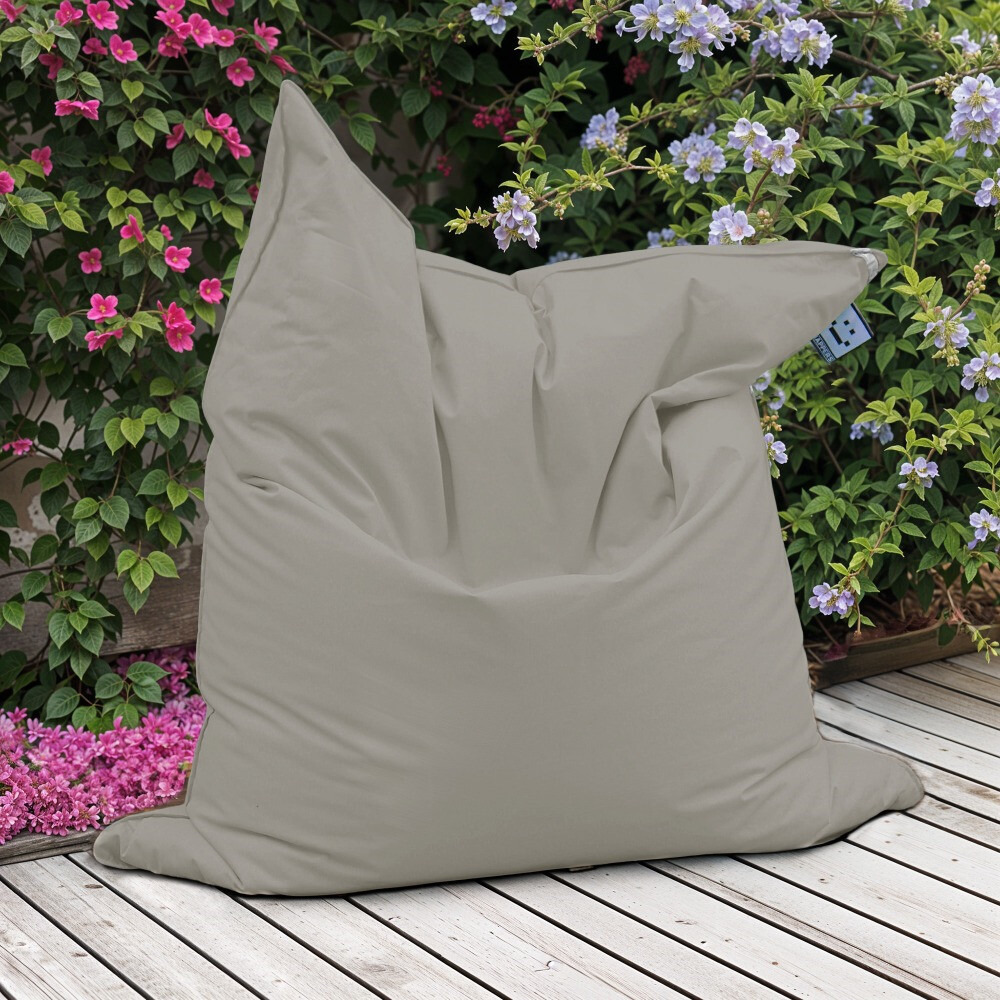 Big Pouf Similpelle per Esterno o Interno Grigio Chiaro (6)