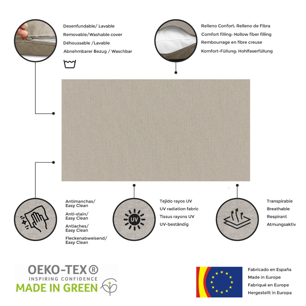 Cuscino per esterni Grigio Chiaro Naylim Opaco (3)