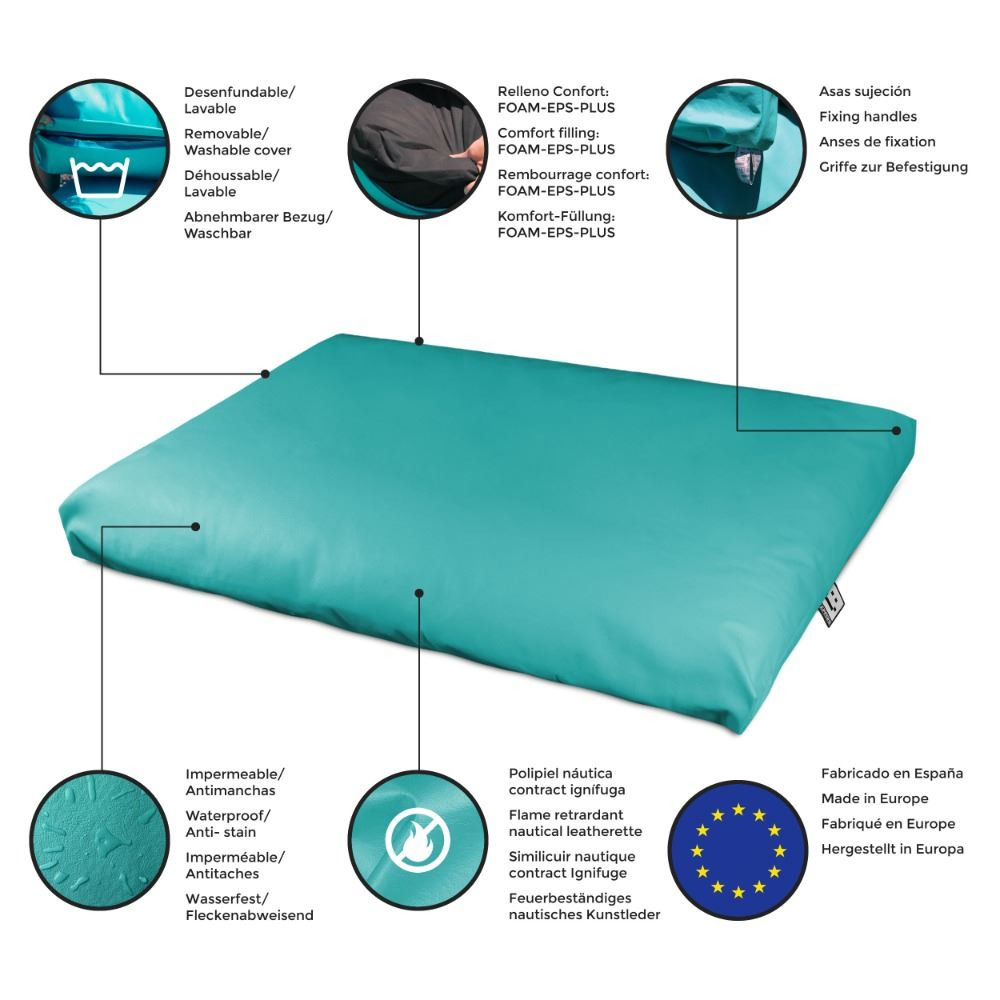 Cuscino multiuso da terra o schienale o sedile per pallet all'aperto Blu scuro Happers (3)