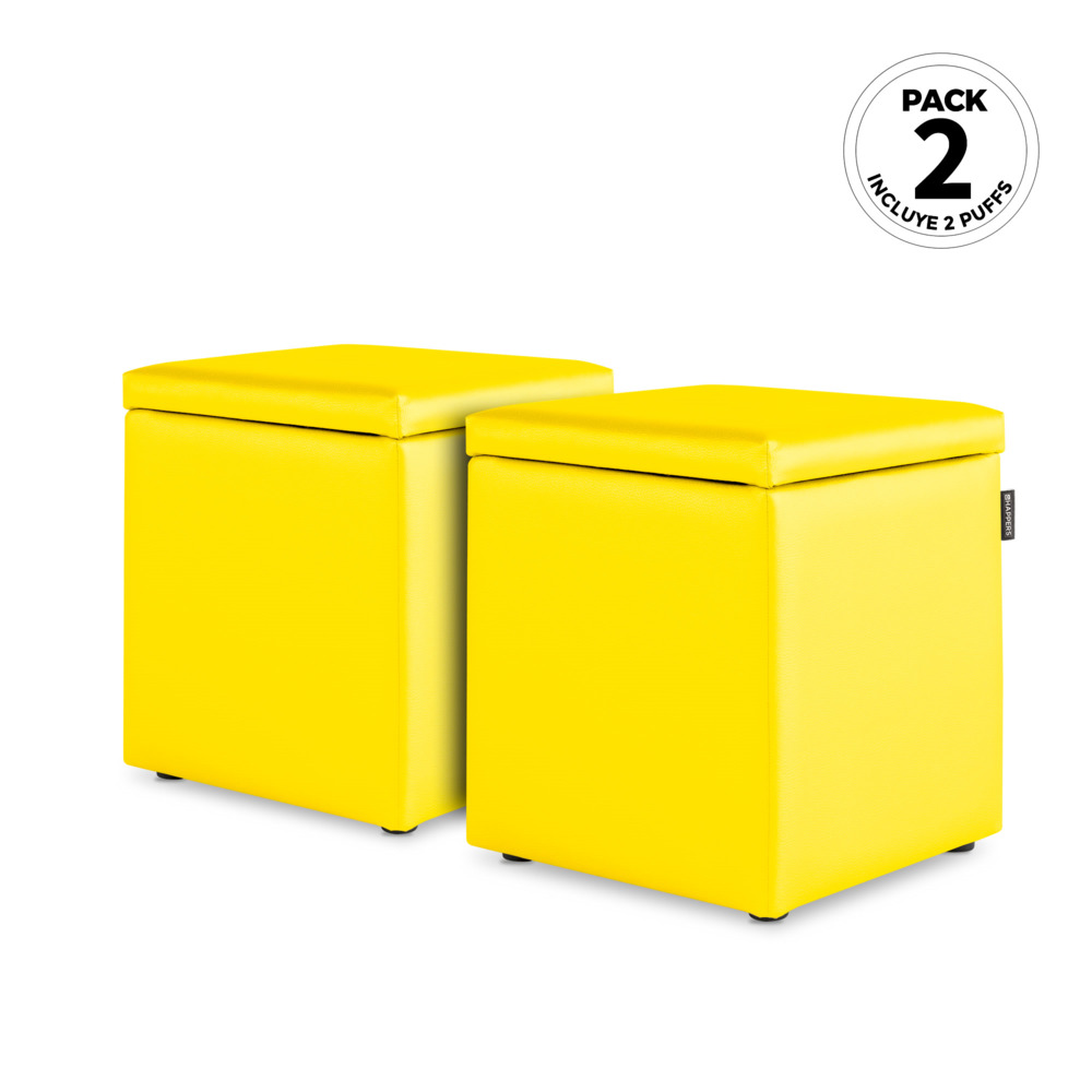 Puff Cubo Arcón Polipiel Amarillo (1)