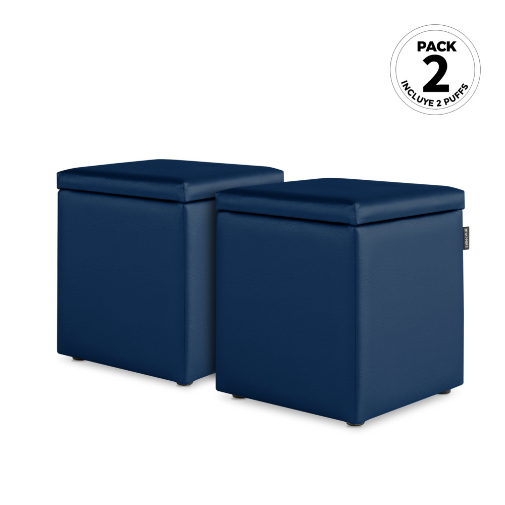 Puff Cubo Arcón Polipiel Azul (1)