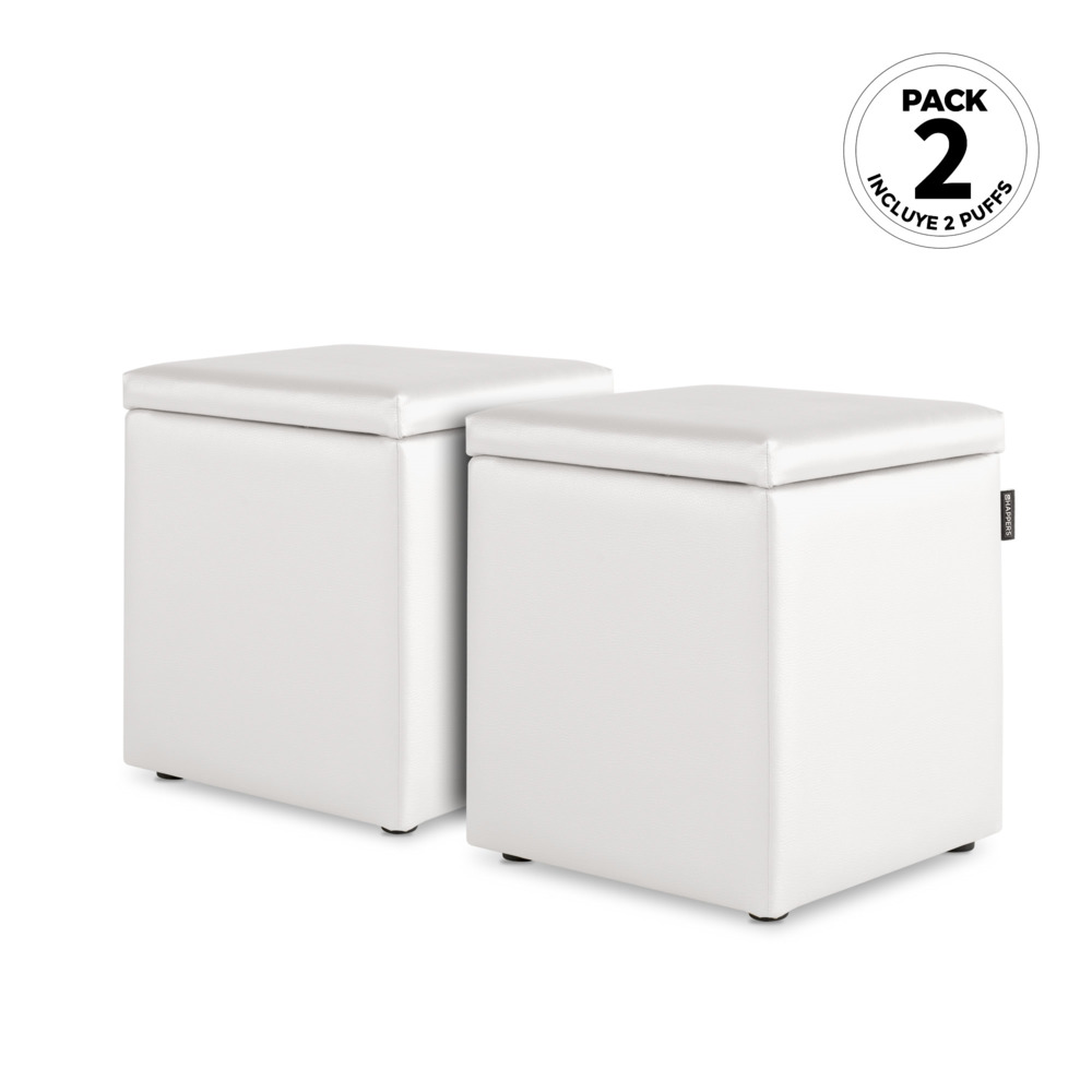 Puff Cubo Arcón Polipiel Blanco (1)