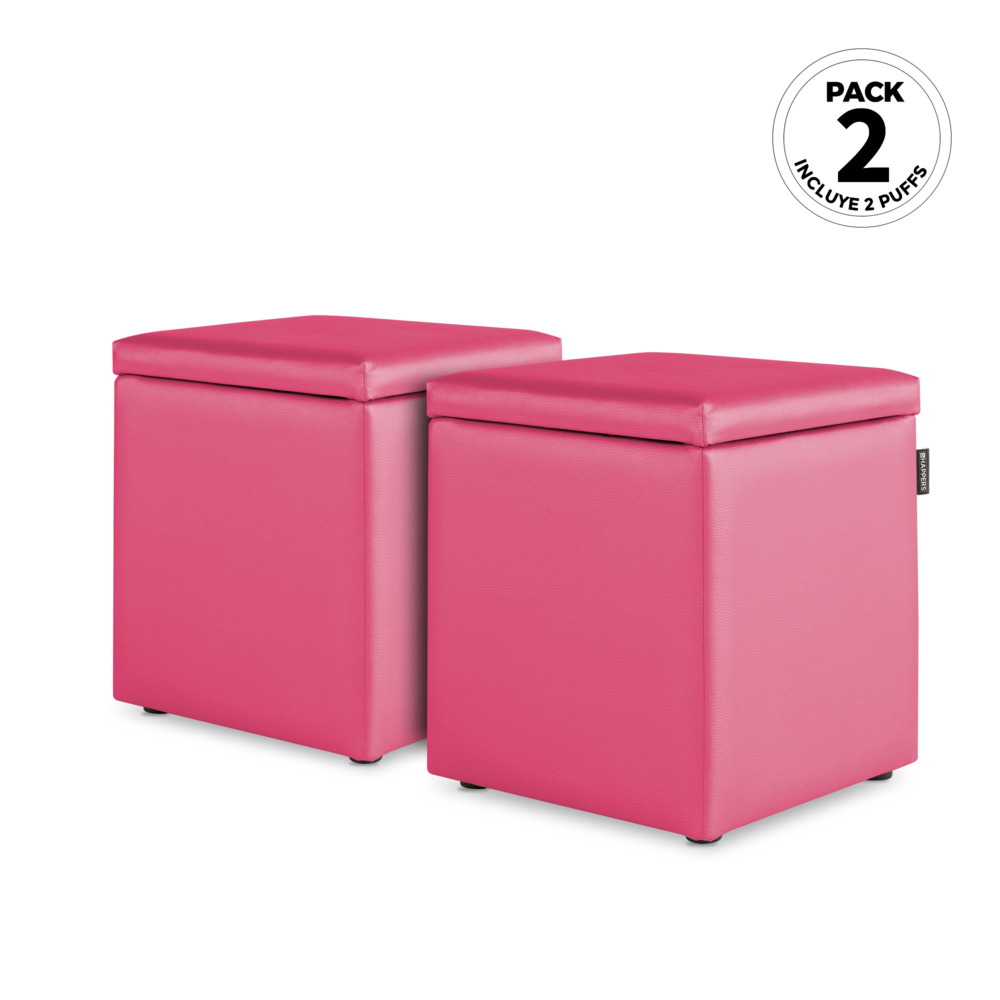 Puff Cubo Arcón Polipiel Fucsia (1)