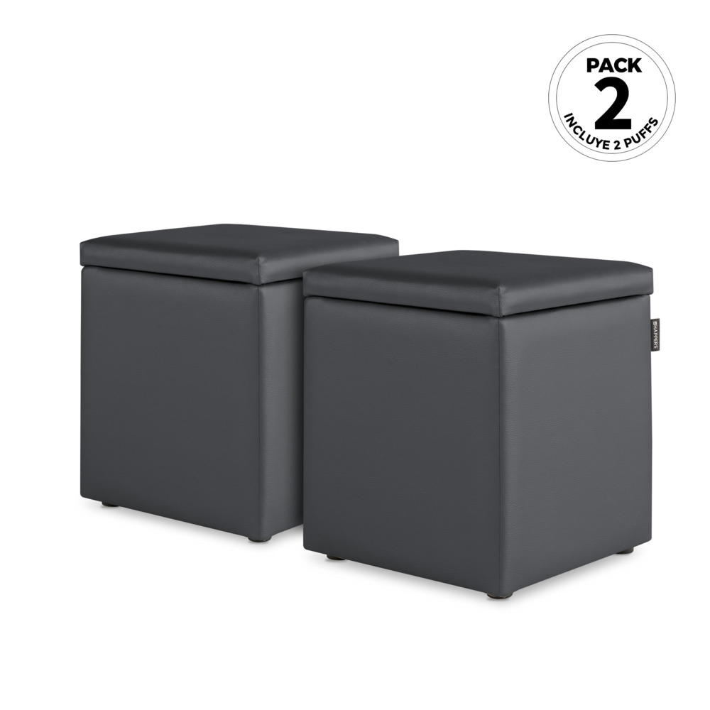Puff Cubo Arcón Polipiel Gris (1)