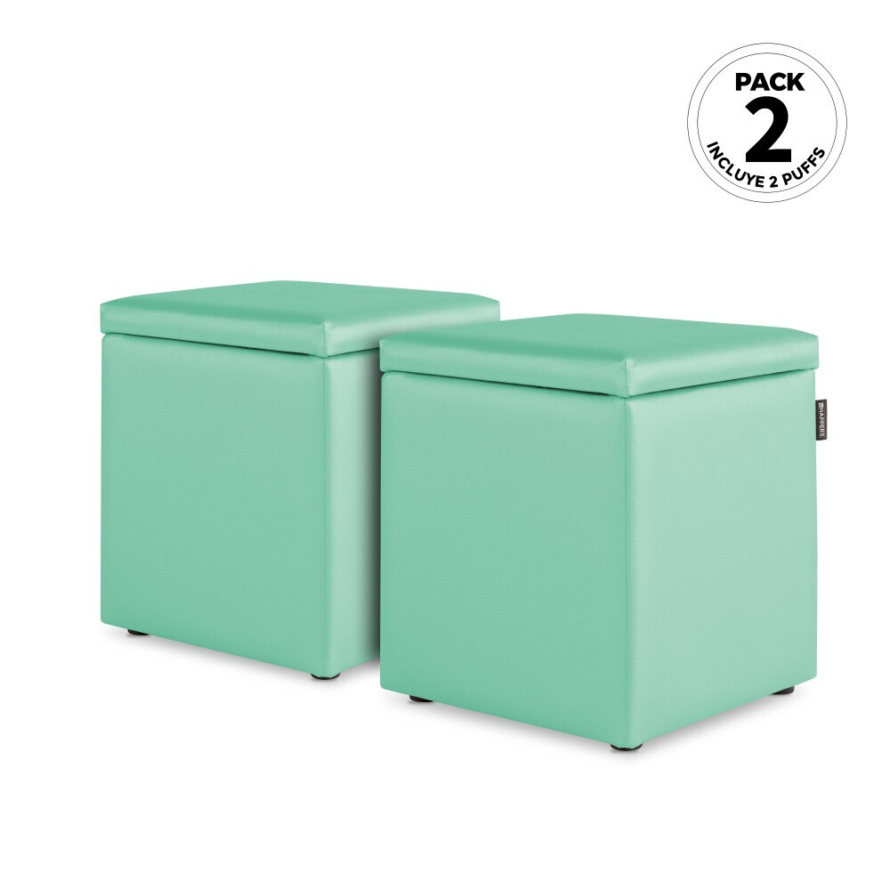 Puff Cubo Arcón Polipiel Menta (1)