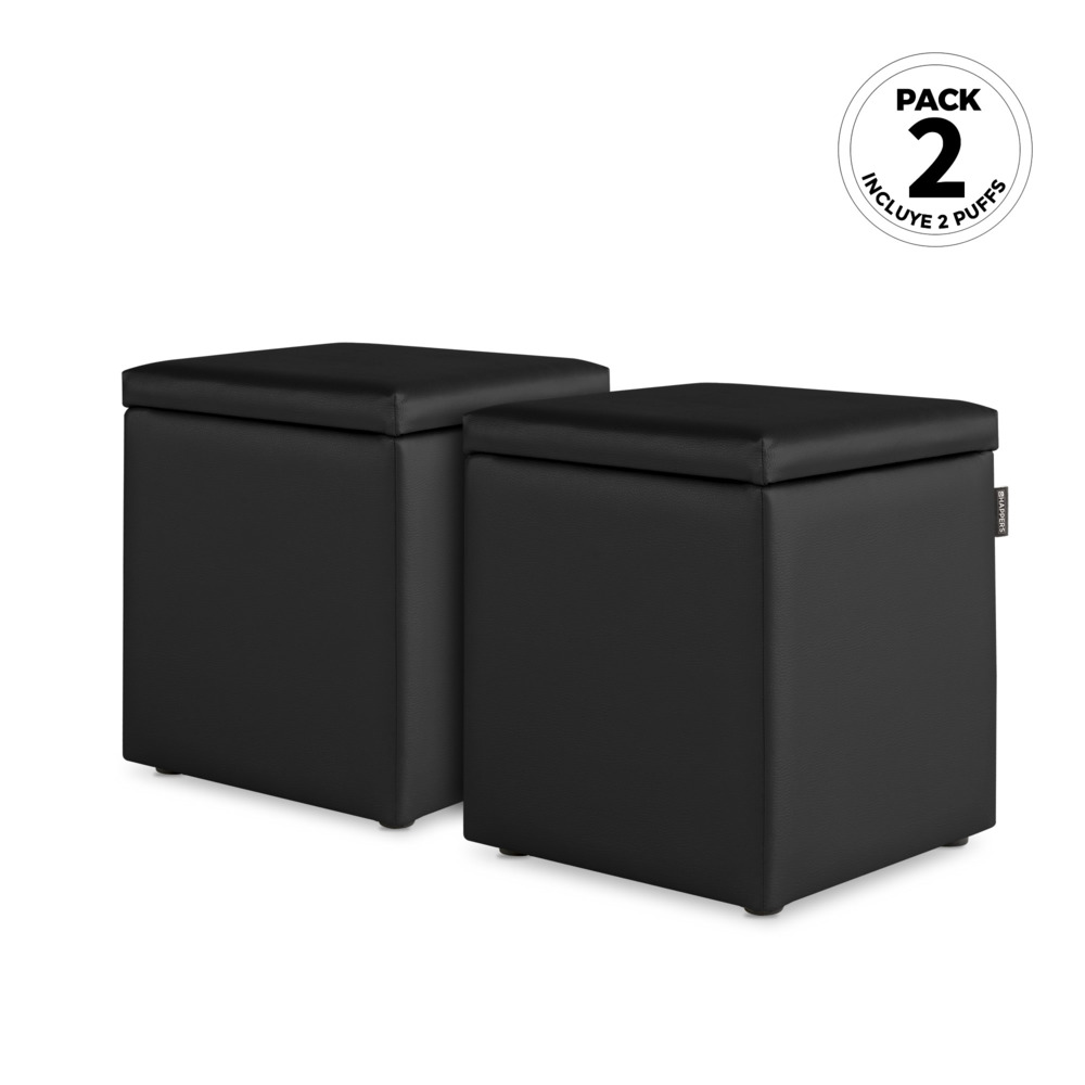 Puff Cubo Arcón Polipiel Negro (1)