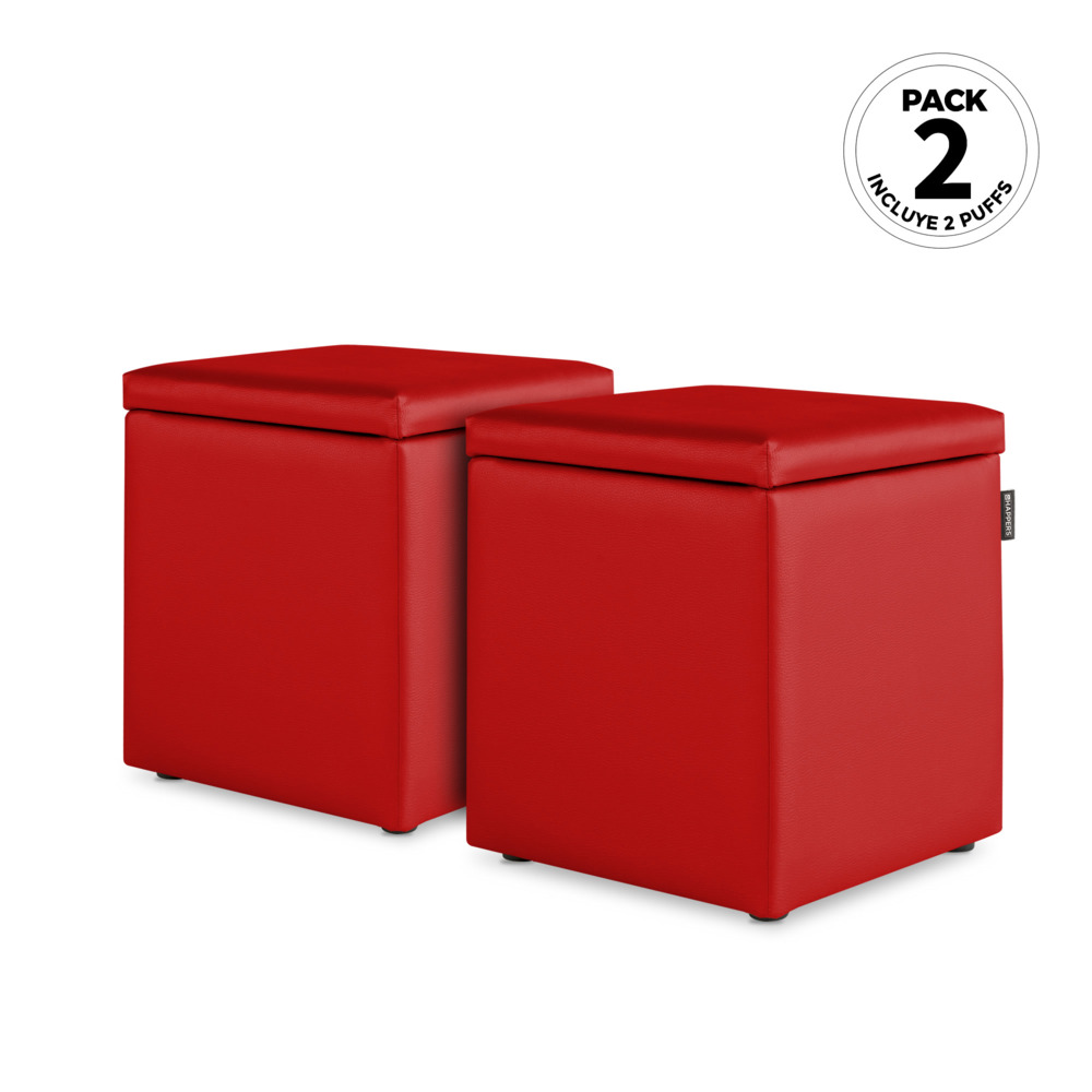 Puff Cubo Arcón Polipiel Rojo (1)