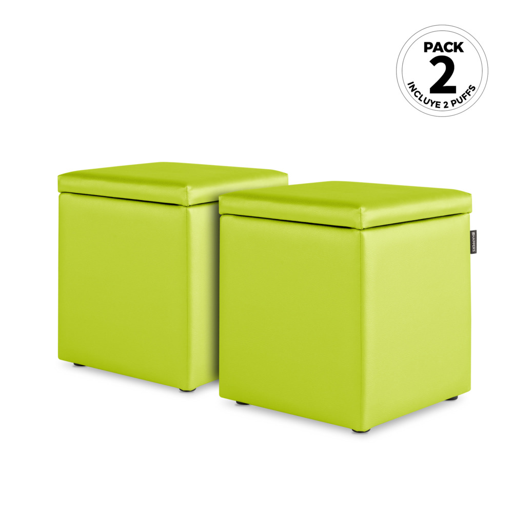 Puff Cubo Arcón Polipiel Verde (1)
