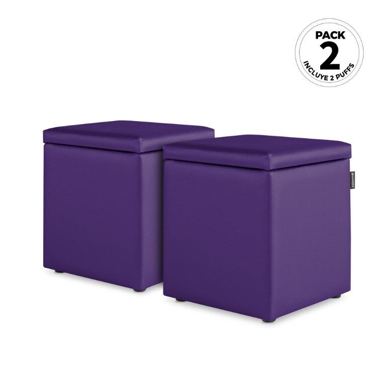 Puff Cubo Arcón Polipiel Lila (1)