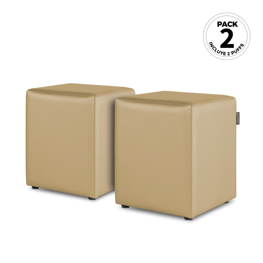 Puff Cubo Polipiel Beige (1)