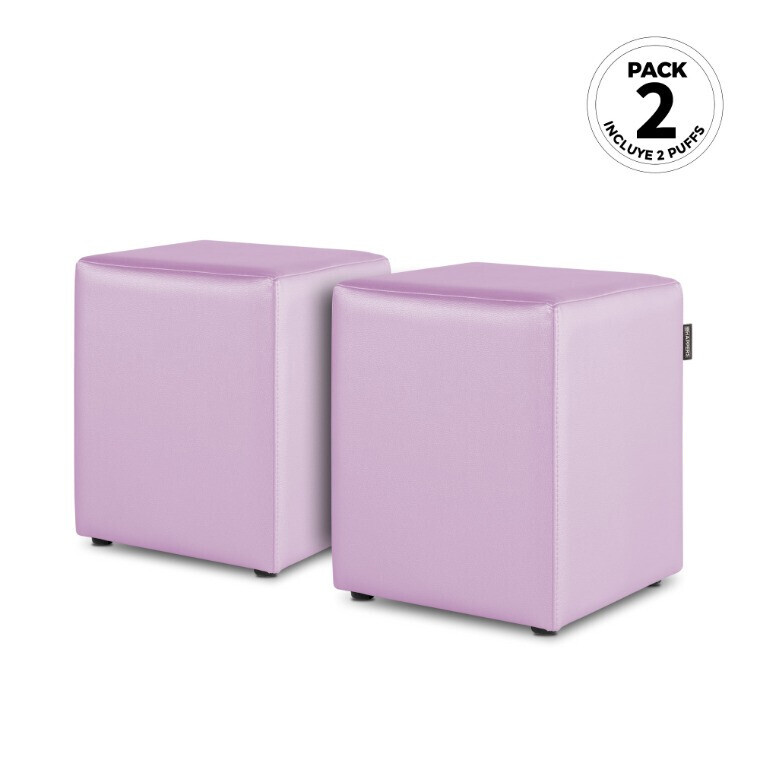 Puff Cubo Polipiel Malva (1)