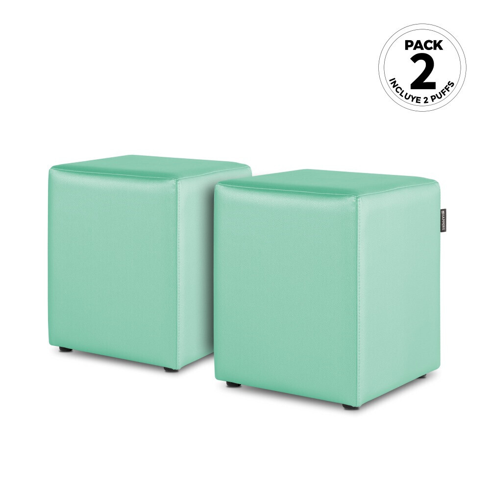 Puff Cubo Polipiel Menta (1)