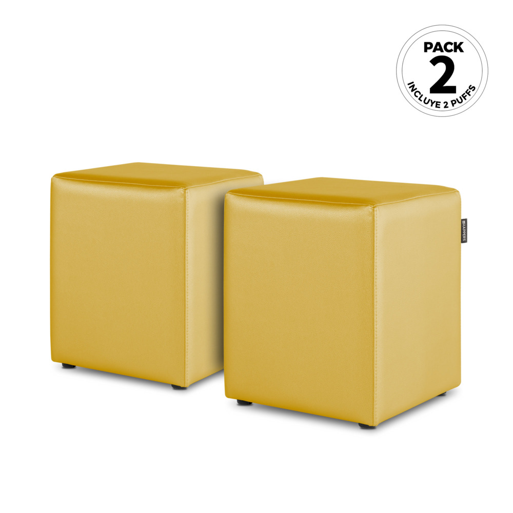 Puff Cubo Polipiel Mostaza (1)