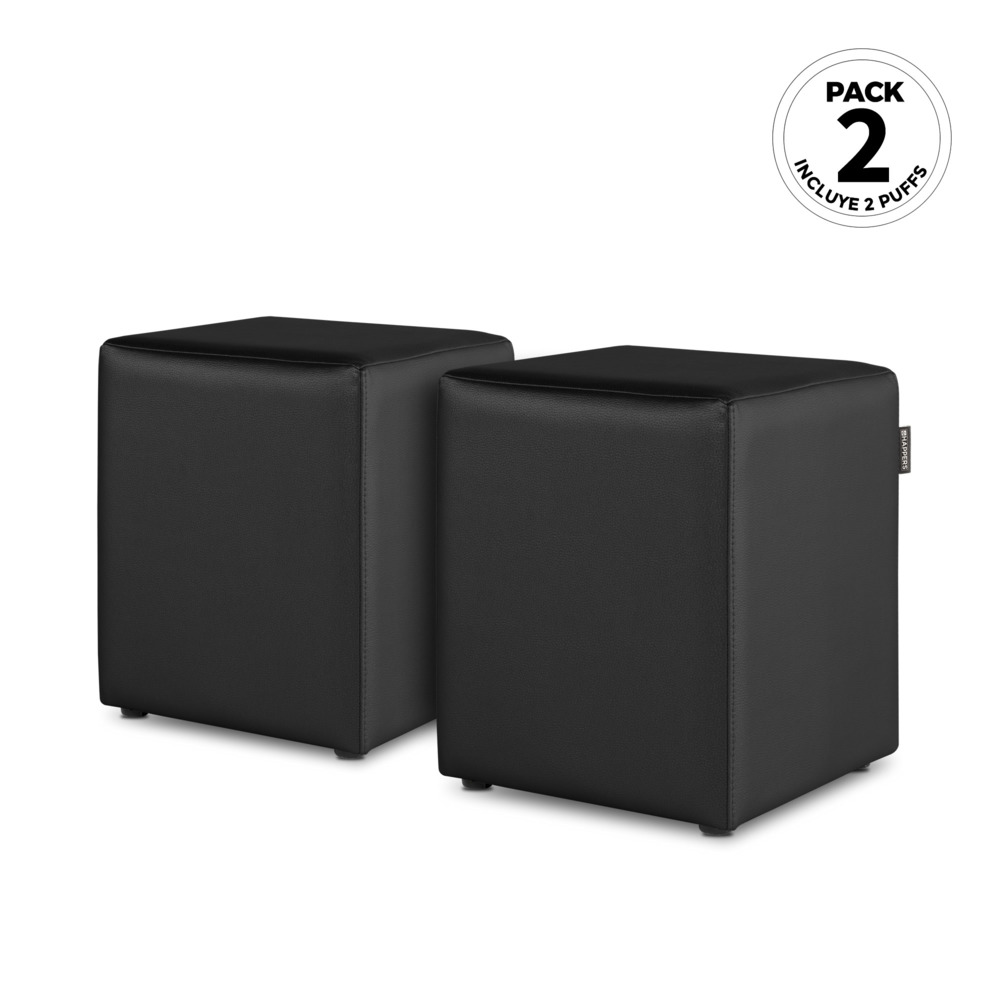 Puff Cubo Polipiel Negro (1)