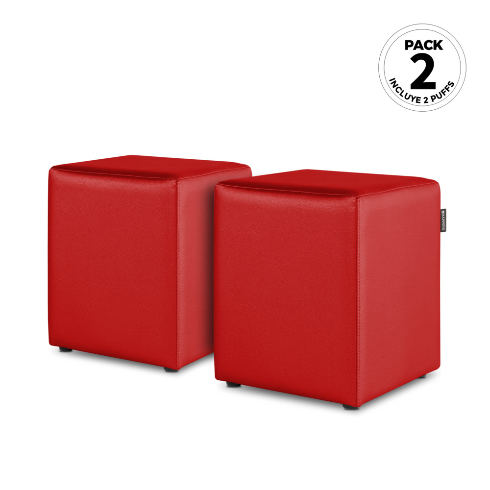 Puff Cubo Polipiel Rojo (1)