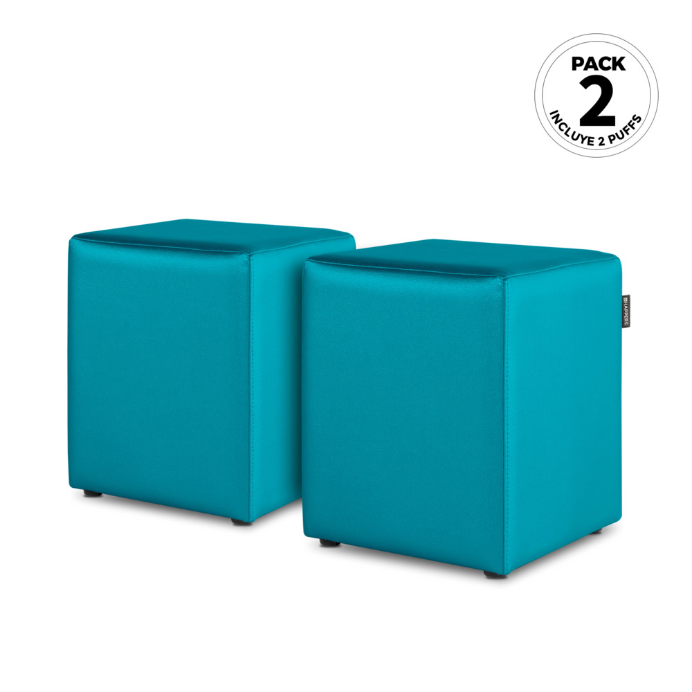 Puff Cubo Polipiel Turquesa (1)