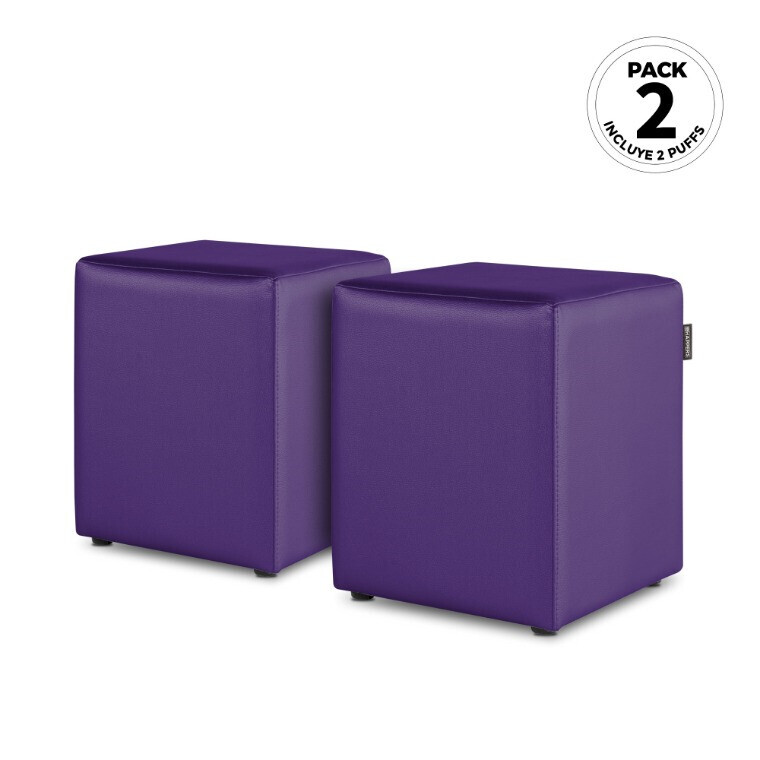 Puff Cubo Polipiel Lila (1)