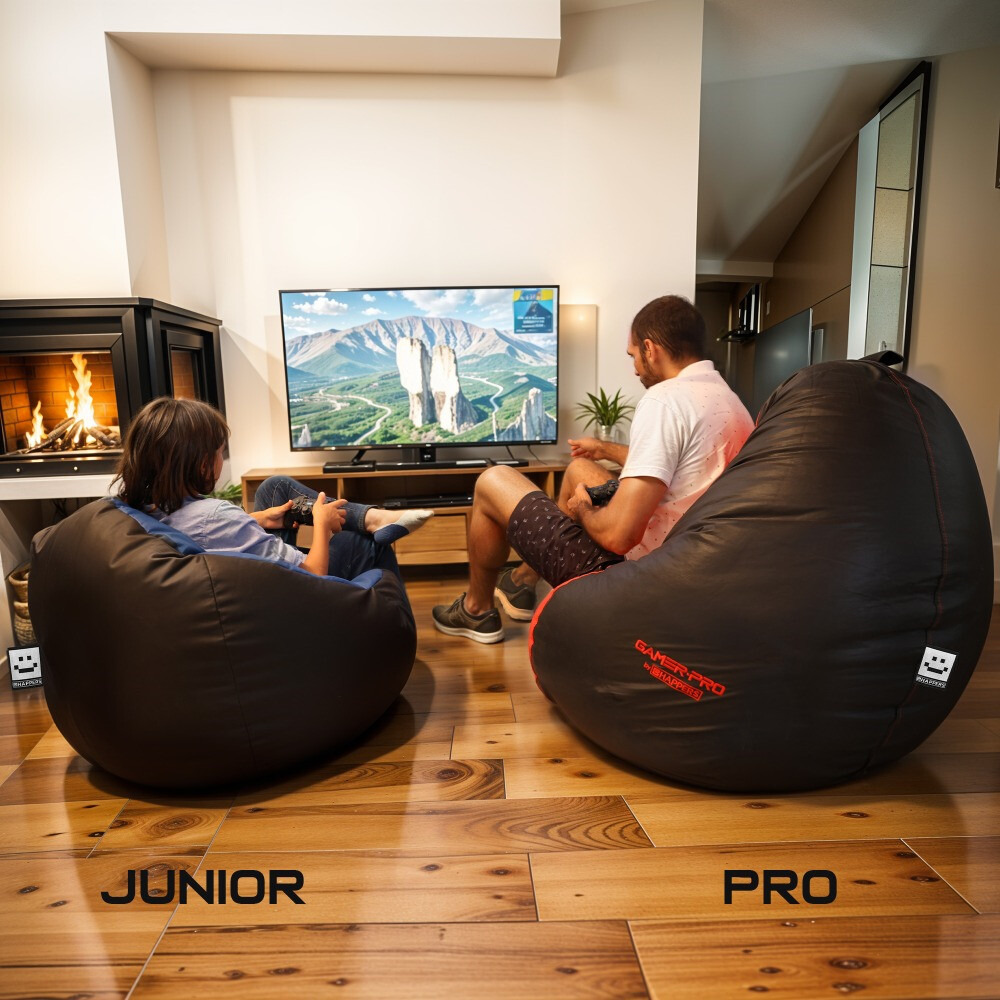 Pack Gaming Junior Grigio: Pouf Gaming JUNIOR + Poggiapiedi + Cuscino (4)