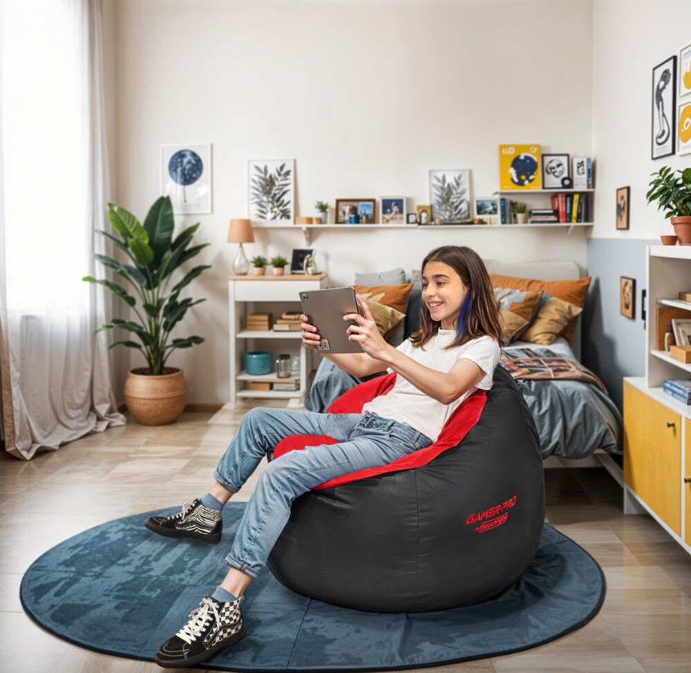 Pack Gaming Junior Rosso: Pouf Gaming JUNIOR + Poggiapiedi + Cuscino (1)