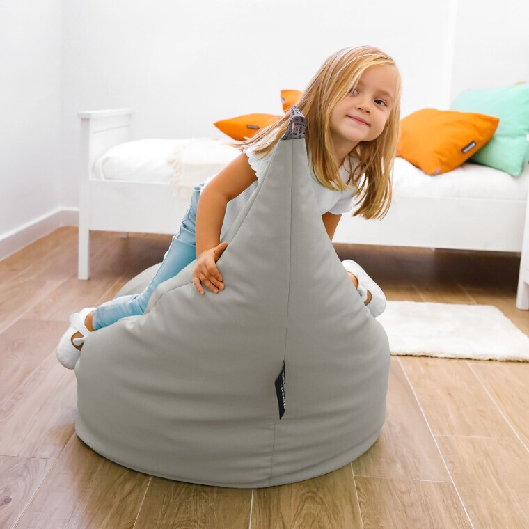 Pouf Poltrona Similpelle Grigio Chiaro (2)