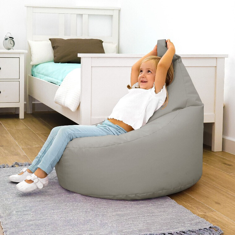Pouf Poltrona Similpelle Grigio Chiaro (1)