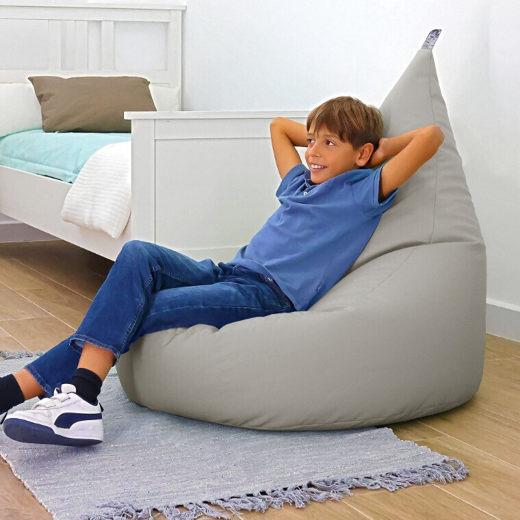 Pouf Poltrona Similpelle Grigio Chiaro (2)