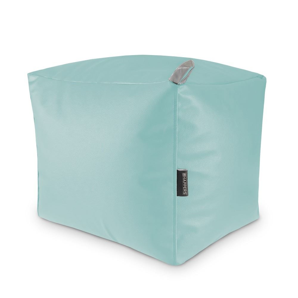 Puff Cuadrado Polipiel Exterior Azul Cielo Happers ()