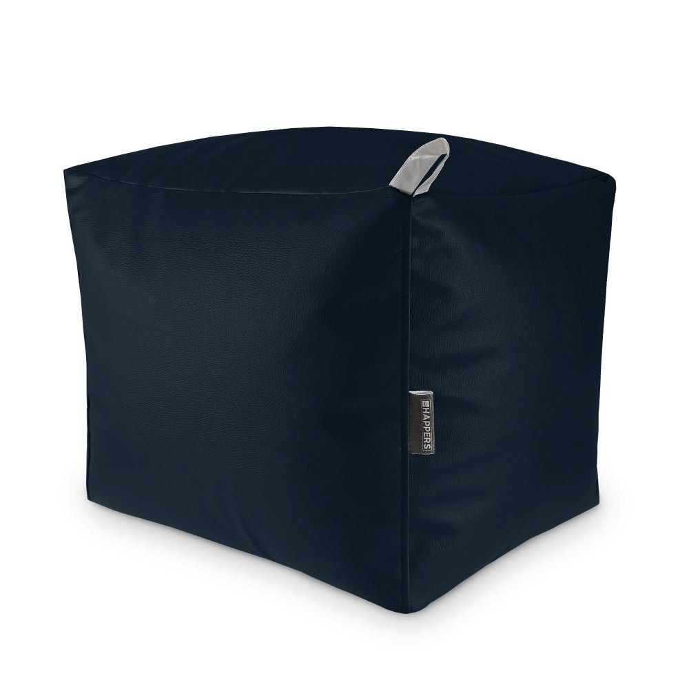 Puff Cuadrado Polipiel Exterior Azul Oscuro Happers ()