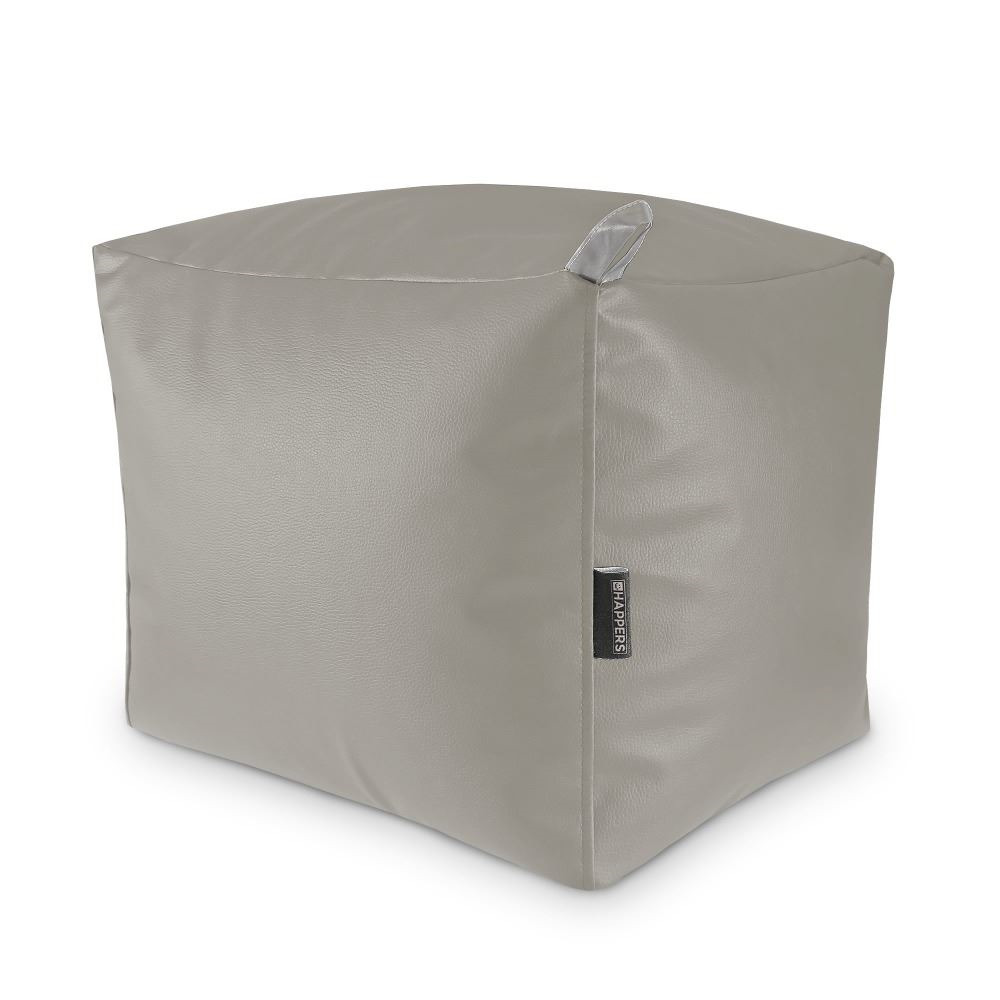 Puff Cuadrado Polipiel Exterior Gris Claro Happers ()