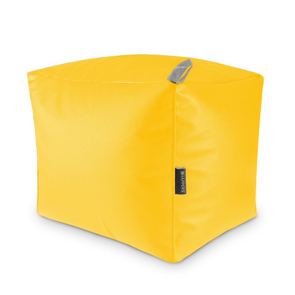 Puff Cuadrado Polipiel Indoor Amarillo Happers ()