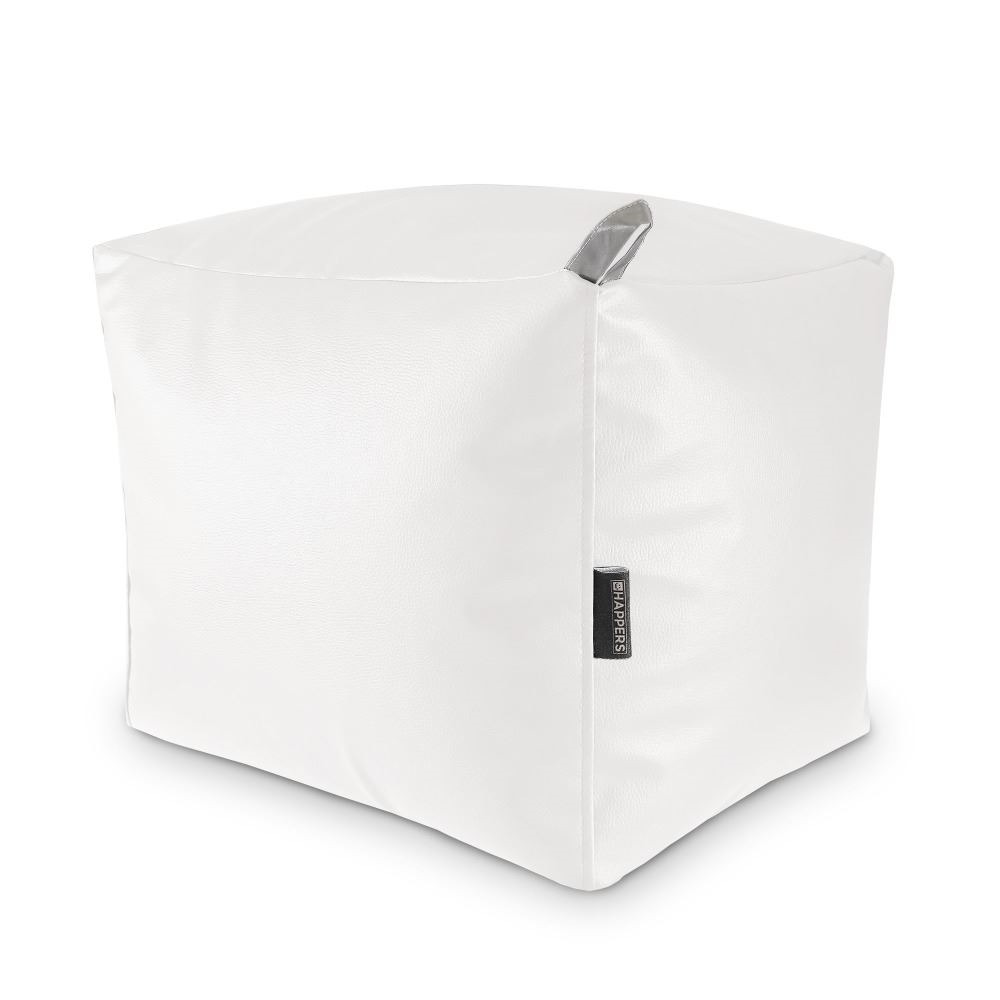 Puff Cuadrado Polipiel Indoor Blanco Happers ()