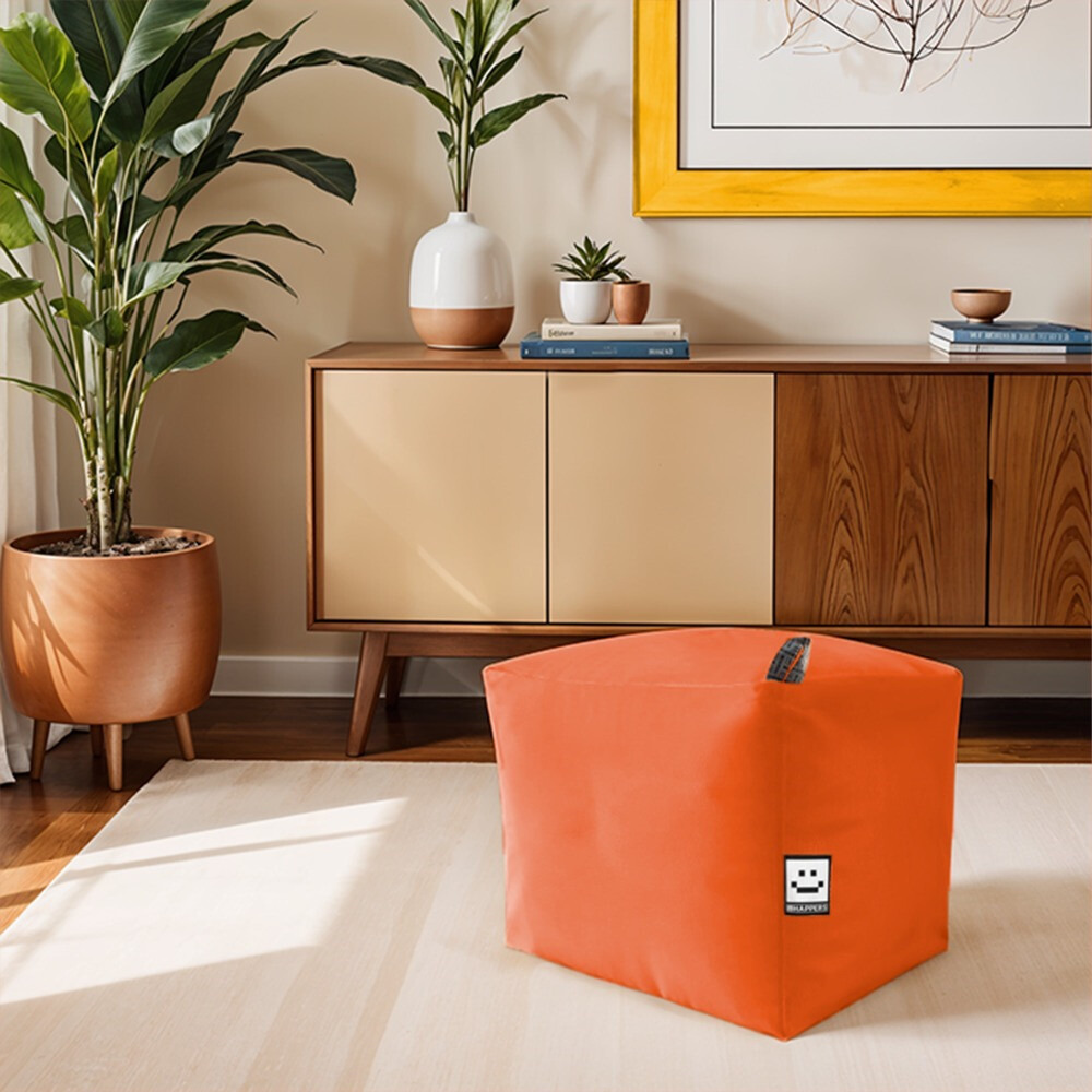 Puff Cuadrado Polipiel Indoor Naranja Happers (1)