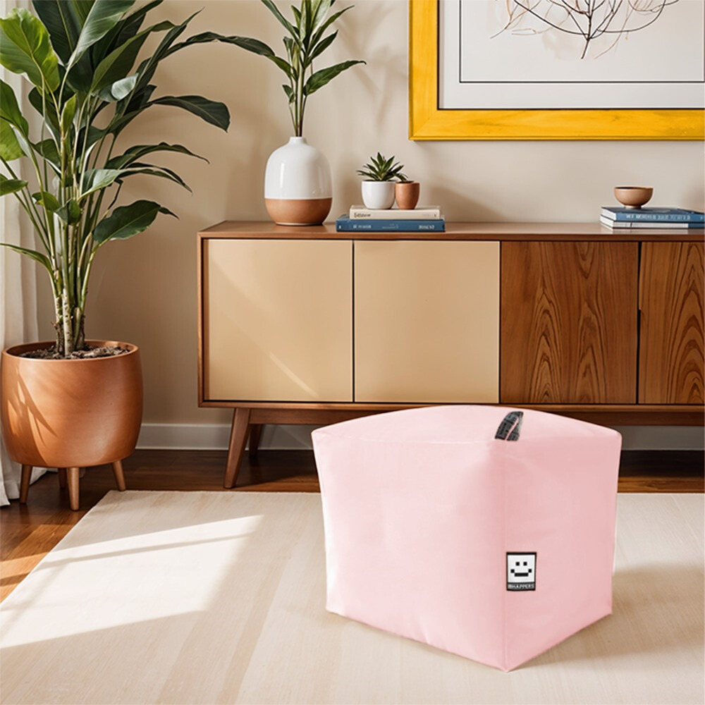 Puff Cuadrado Polipiel Indoor Rosa Happers (1)