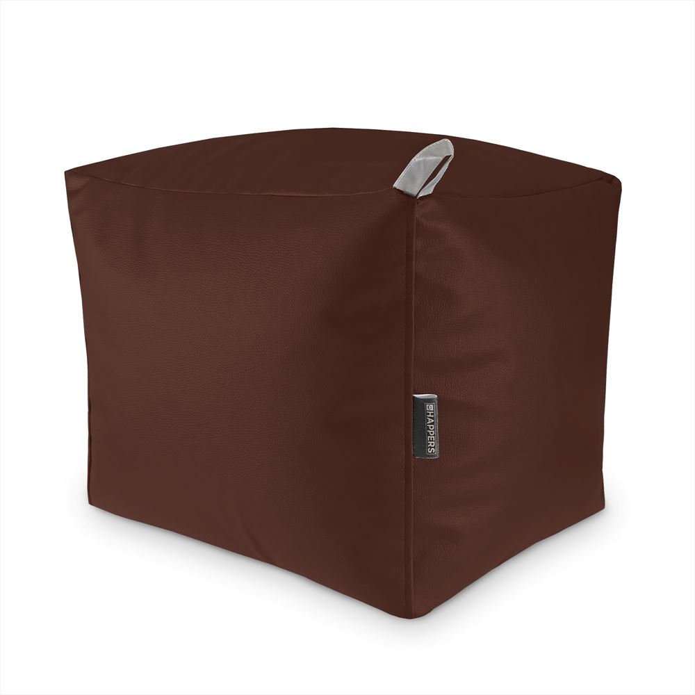 Puff Cuadrado Polipiel Exterior Marrón Happers ()