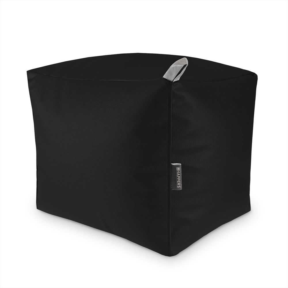 Puff Cuadrado Polipiel Exterior Negro Happers ()